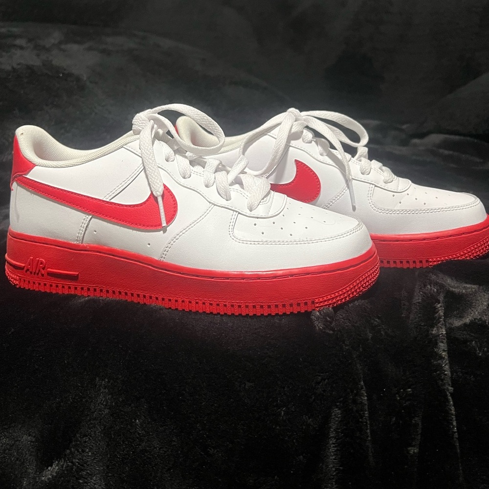 Nike Air Force 1 White and Red Sneakers